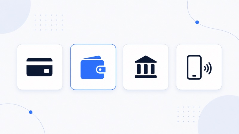 Icons for PayID, PayTo, debit card, prepaid voucher and bank transfer laid out side by side for comparison