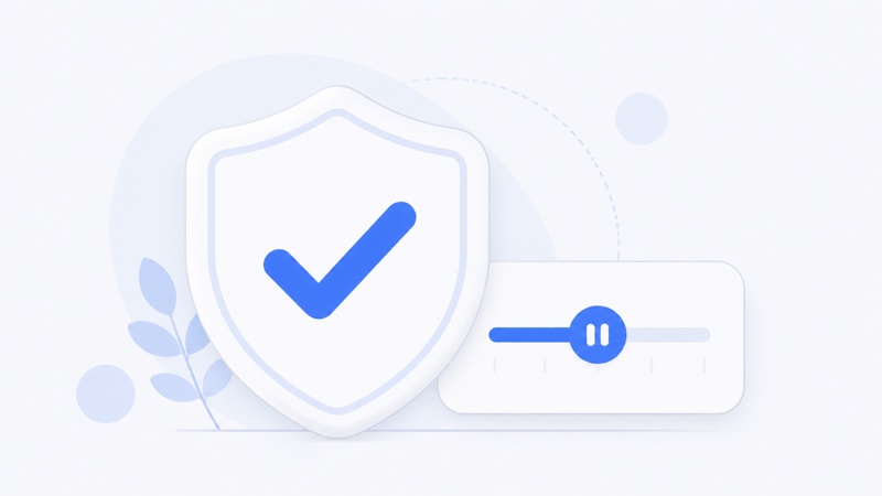 Illustration of a shield alongside a banking app representing bank gambling blocks and self-exclusion tools